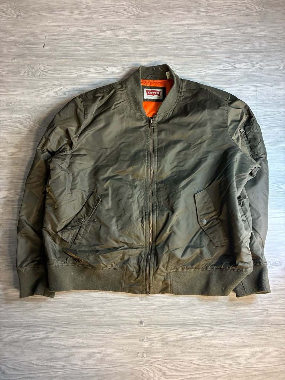 Levi's MA-1 Bomber Jacket Size XXL Green Military Flight Jacket
